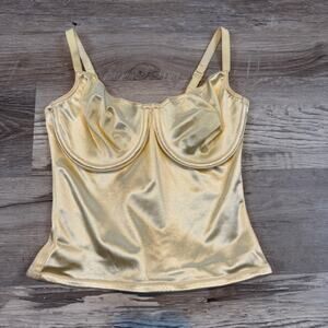 Body Slimmers Nancy Ganz Yellow Satin Bustier Corset Top 34C Vintage Lingerie 90